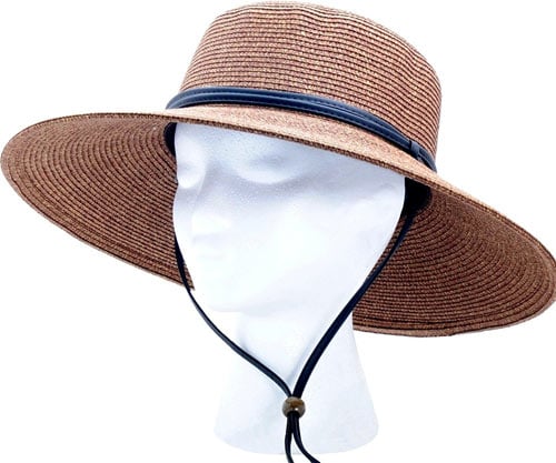 Sloggers 442DB01 Women's Wide Brim Braided Sun Hat with Wind Lanyard