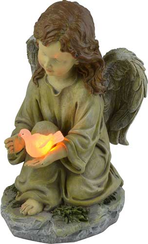 Moonrays 91338 Solar Powered Angel with Glowing Dove Statue LED Light